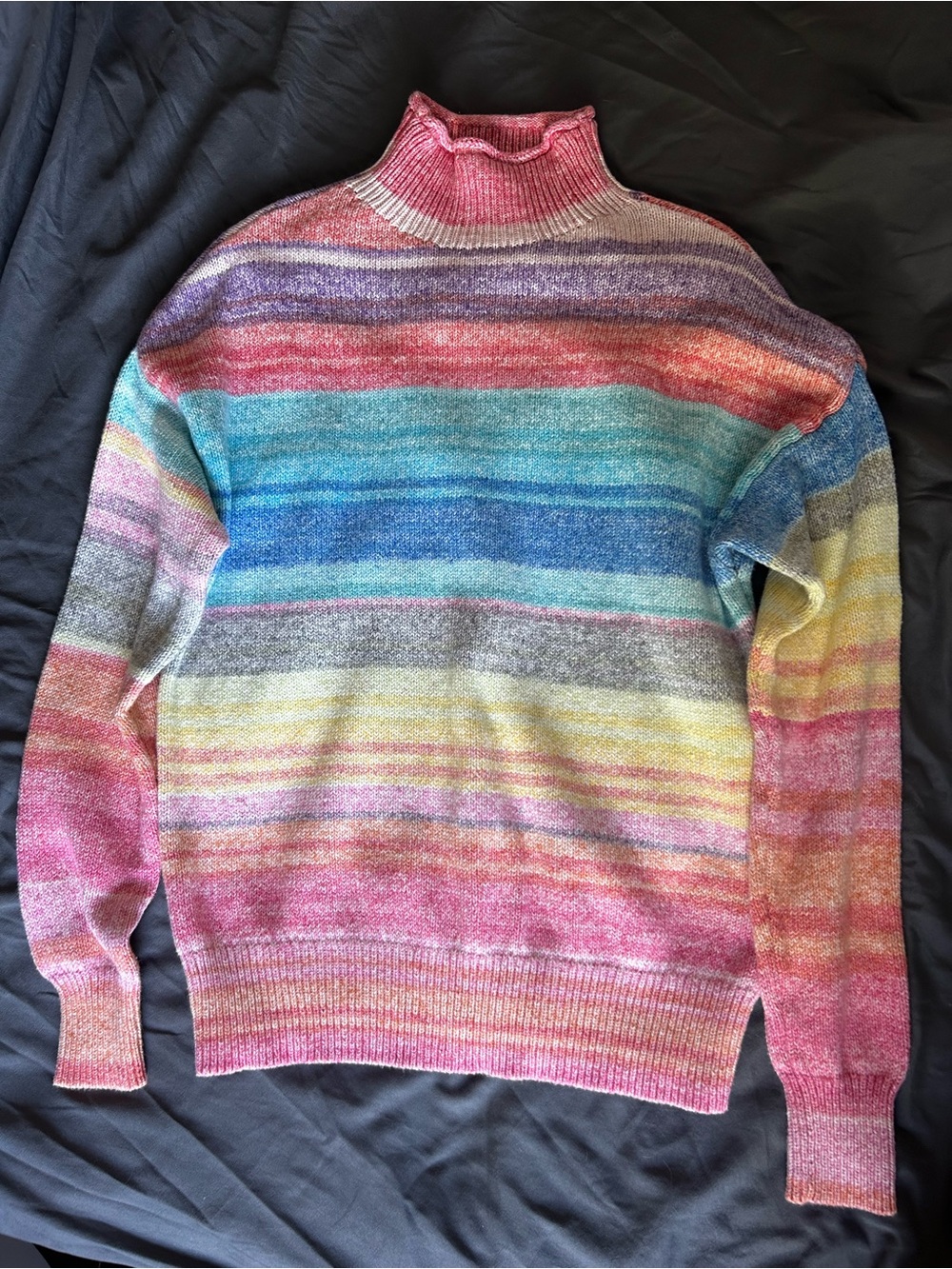 GAP Pastel Rainbow Striped Turtleneck Sweater